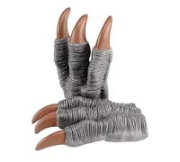 FakeFace Realistic Latex Dinosaur Mask Dino Claw Gloves Triceratops Tyrannosaurus Rex Tarbosaurus Cosplay Costume Accessories for Halloween Party Carnival Performance Roleplay (Grey Gloves, One Size)