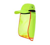 FakeFace Reflective Work Safety Sun Cap with Mesh Neck Flap High Visibility Summer Sun Protection Baseball Cap for Outdoor Construction Fishing Gardening (UK, Alpha, One Size, Green)