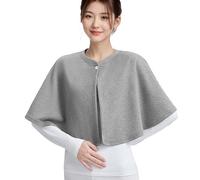 FakeFace Warm Shoulder Shawl Cape for Women Short Shawl Cape Poncho Winter Shoulder Protection Cover Capelet with Button (UK, Alpha, One Size, Regular, Regular, Gray)