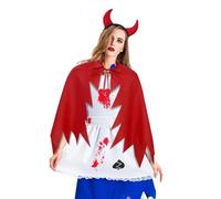 FakeFace Women Devil Cape Costume with Horns Headband Vampire Demon Cloak Fancy Dress Cape for Adults Halloween Cosplay Christmas Party Costume