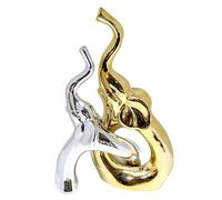 Fakeplant 2pcs Gold Silver Elephant Ornaments for Home Decor, Modern Lucky Trunk Up Elephant Statue for shelves, Elephant Figurines for Living Room, for Women