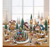 Fakhri 30 Piece Christmas Village with Lights and Sounds - Festive Holiday Decoration Set for Winter Wonderland Display