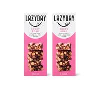 FAKHRI Belgian Dark Chocolate Rocky Road with Biscuit, Pink Mallows & Crisped Rice 5 Slices 150g x 2 Packs - 10 Slices 300g Total - Chocolate Treat