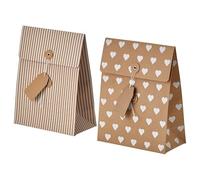 FAKHRI Christmas Gift Bag - Mixed Patterns Brown - 20x26 cm (7.75x10.25") - Medium Festive Kraft Paper Bag