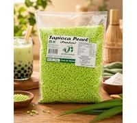 FAKHRI DOUBLE PANDA Pandan Flavoured Tapioca Pearls - Chewy Boba for Milk Tea & Desserts, 400g