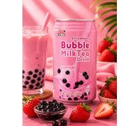 Fakhri RICO Bubble Milk Tea Drink Strawberry Refreshing Summer Beverage for Enjoyment