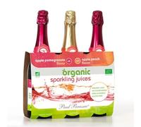 FAKHRI Sparkling Fruit Juice 3 x 750ml - Apple, Peach & Raspberry - Fizzy Drink, Summer Mocktail, Party & Picnic Drink