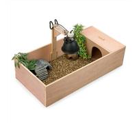 FAKHRI Tortoise Table Reptile Run - Wooden Indoor & Outdoor Enclosure for Tortoises, Rabbits, Small Pets, with Run & Hide Area (Natural, 82 * 41)