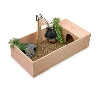 FAKHRI Tortoise Table Reptile Run - Wooden Indoor & Outdoor Enclosure for Tortoises, Rabbits, Small Pets, with Run & Hide Are (Natural, 64x41)