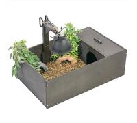 FAKHRI Tortoise Table Reptile Run - Wooden Indoor & Outdoor Enclosure for Tortoises, Rabbits, Small Pets, with Run & Hide Are (Black, 64x41)