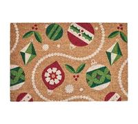 FAKHRI VINTERFINT Christmas Door Mat Coir, Bauble Pattern Multicolour 60x90 cm | Xmas Holiday Welcome Mat | Festive In/Outdoor Use