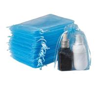 FAKILO 60pcs Organza Gift Bags, Drawstring Jewelry Pouches Wedding Party Favour and Mesh Candy Bags (Blue, 10 x 15CM)