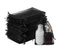 FAKILO 60pcs Organza Gift Bags, Drawstring Jewelry Pouches Wedding Party Favour and Mesh Candy Bags (Black, 10 x 15CM)