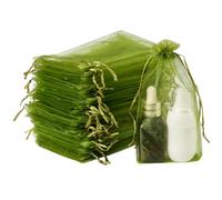 FAKILO 60pcs Organza Gift Bags, Drawstring Jewelry Pouches Wedding Party Favour and Mesh Candy Bags (Green, 10 x 15CM)