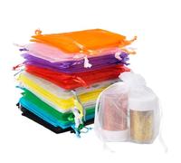 FAKILO 60pcs Organza Gift Bags, Drawstring Jewelry Pouches Wedding Party Favour and Mesh Candy Bags (Multicolour, 7 x 9CM)