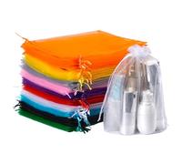 FAKILO 60pcs Organza Gift Bags, Drawstring Jewelry Pouches Wedding Party Favour and Mesh Candy Bags (Multicolour, 17 x 23CM)