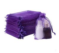 FAKILO 60pcs Organza Gift Bags, Drawstring Jewelry Pouches Wedding Party Favour and Mesh Candy Bags (Purple, 10 x 15CM)