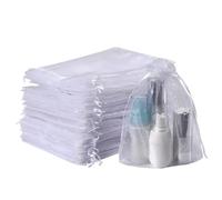 FAKILO 60pcs Organza Gift Bags, Drawstring Jewelry Pouches Wedding Party Favour and Mesh Candy Bags (White, 17 x 23CM)