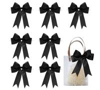 FAKILO Black Satin Bows for Gift Wrapping, 14cm Ribbon Gift Bows for Birthday, Wedding, Party,Christmas Decoration,24 Pcs