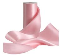 FAKILO Double Faced Satin Ribbon 4 Inch Solid Color Wide Ribbon Perfect for Cutting Ceremony Grand Opening Chair Sashes Bows Making Crafts Sewing Christmas Decor 10 Yards (Pink, 4" X 10 Yards)