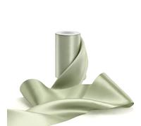 FAKILO Double Faced Satin Ribbon 4 Inch Solid Color Wide Ribbon Perfect for Cutting Ceremony Grand Opening Chair Sashes Bows Making Crafts Sewing Christmas Decor 10 Yards (Spring Moss, 4" X 10 Yards)