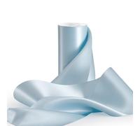 FAKILO Double Faced Satin Ribbon 4 Inch Solid Color Wide Ribbon Perfect for Cutting Ceremony Grand Opening Chair Sashes Bows Making Crafts Sewing Christmas Decor 10 Yards (Light Blue, 4" X 10 Yards)