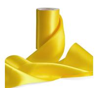 FAKILO Double Faced Satin Ribbon 4 Inch Solid Color Wide Ribbon Perfect for Cutting Ceremony Grand Opening Chair Sashes Bows Making Crafts Sewing Christmas Decor 10 Yards (Lemon Yellow, 4" X 10 Yards)