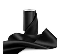 FAKILO Double Faced Satin Ribbon 4 Inch Solid Color Wide Ribbon Perfect for Cutting Ceremony Grand Opening Chair Sashes Bows Making Crafts Sewing Christmas Decor 10 Yards (Black, 4" X 10 Yards)