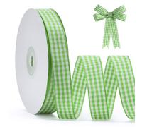 FAKILO Green Gingham Ribbon 15mm X 22m Green and White Buffalo Plaid Check Ribbon for Gift Wrapping Christmas DIY Crafts Hair Accessories and Home Decor