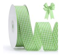 FAKILO Green Gingham Ribbon 25mm X 22m Green and White Buffalo Plaid Check Ribbon for Gift Wrapping DIY Crafts Hair Bows Christmas and Home Decor