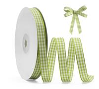 FAKILO Moss Green Gingham Ribbon 10mm X 22m Moss Green and White Buffalo Plaid Check Ribbon for Gift Wrapping Christmas DIY Crafts Hair Accessories and Home Decor