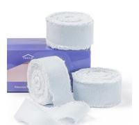 FAKILO Natural Rustic Cotton Ribbon with Frayed Edge,100% Cotton Ribbon Light Blue 2.5cm x 16m for Vintage Wedding Bouquets,Invitations,Baby Shower,Gift Wrapping,DIY Crafts,Home Decor