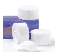 FAKILO Natural Rustic Cotton Ribbon with Frayed Edge,100% Cotton Ribbon White 2.5cm x 16m for Vintage Wedding Bouquets,Invitations,Gift Wrapping,DIY Crafts,Home Decor