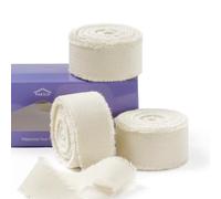 FAKILO Natural Rustic Cotton Ribbon with Frayed Edge, Nude 100% Cotton Ribbon 5/8" x 24yds for Vintage Wedding Bouquets,Invitations,Baby Shower,Gift Wrapping,DIY Crafts,Home Decor