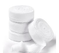 FAKILO Natural Rustic Cotton Ribbon with Frayed Edge, White 100% Cotton Ribbon 1.6cm x 22m for Vintage Wedding Bouquets,Invitations,Baby Shower,Gift Wrapping,DIY Crafts,Home Decor