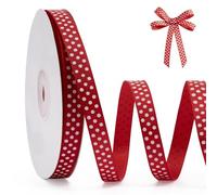 FAKILO Polka Dot Grosgrain Ribbon 10mm X 22m Red and White Dot Craft Ribbon for Gift Wrapping Christmas DIY Crafts Hair Bows Wedding Party Decor Sewing and Home Decoration