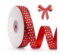 FAKILO Polka Dot Grosgrain Ribbon 15mm X 22m Red and White Dot Craft Ribbon for Gift Wrapping Christmas DIY Crafts Hair Bows Sewing Wedding Party Decor and Home Decoration