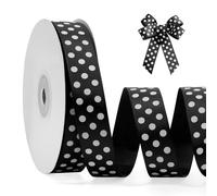 FAKILO Polka Dot Grosgrain Ribbon 20mm X 22m Black and White Dot Craft Ribbon for Gift Wrapping Christmas DIY Crafts Hair Bows Wedding Party Decor Sewing and Home Decoration