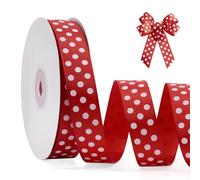 FAKILO Polka Dot Grosgrain Ribbon 20mm X 22m Red and White Dot Craft Ribbon for Gift Wrapping Christmas DIY Crafts Hair Bows Sewing Wedding Party Decor and Home Decoration