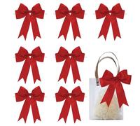 FAKILO Red Satin Bows for Gift Wrapping, 14cm Ribbon Gift Bows for Birthday, Wedding, Party,Christmas Decoration,24 Pcs