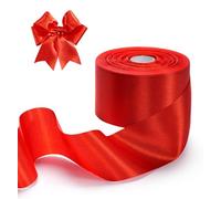 FAKILO Satin Ribbon 2 Inch x 50 yd Red Ribbons for A Grand Opening Bow Wedding Gift Wrapping Christmas Festival Decor