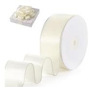 FAKILO Satin Wired Ribbon Wire Edged Christmas Ribbon for Gift Wrapping Christmas Tree Decoration Bows Making Wreath DIY Crafts Holiday and Home Decor (Champagne, 38mm X 18m)