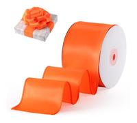 FAKILO Satin Wired Ribbon Wire Edged Red Christmas Ribbon for Gift Wrapping Christmas Tree Decoration Bows Making Wreath DIY Crafts Holiday and Home Decor (Orange, 63mm X 18m)