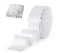 FAKILO White Wired Satin Ribbon 38mm x 18m Wire White Ribbon for Gift Wrapping Christmas Tree Decoration Bows Making Wreath DIY Crafts and Wedding Decor