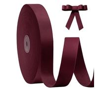 FAKILO Wine Red Velvet Ribbon Double Faced 25mm x 18m(20 Yards) Wine Red Ribbon for Christmas Tree Ornaments Wreath Gift Wrapping Bow Making and Wedding Decoration