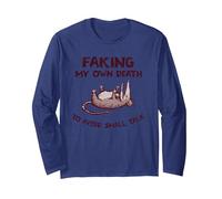 Faking My Own Death to Avoid Small Talk Long Sleeve T-Shirt, Adult Unisex, Navy Blue, Large