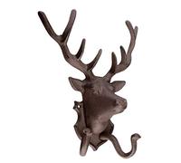 FAL Huge Cast Iron Coat Hook Stag Head Hook Deer Antler Wall Mounted Heavy