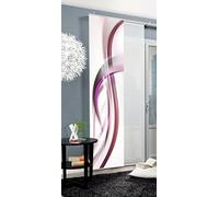 Fala 84128 Sliding Curtain, Opaque Decorative Fabric, Graphic Motif, 245 x 60 cm (Height x Width), Colour: Berry