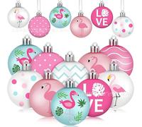 Falafoty 24Pcs Summer Tree Ornaments, Flamingo Wood Hanging Ornament Tags Wooden Slices, Hawaiian Spring Tree Ornament with Rope, Luau Tropical Birthday Beach Party Supplies Summer Decoration