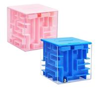 Falafoty 2Pcs Money Maze Puzzle Box, 3D Labyrinth Logical Challenge Cube Maze Cash Gift Storage Box, Desktop Novelty Puzzle Money Saving Cube for Teens Adults, Creative Gift Container for Cash Giving